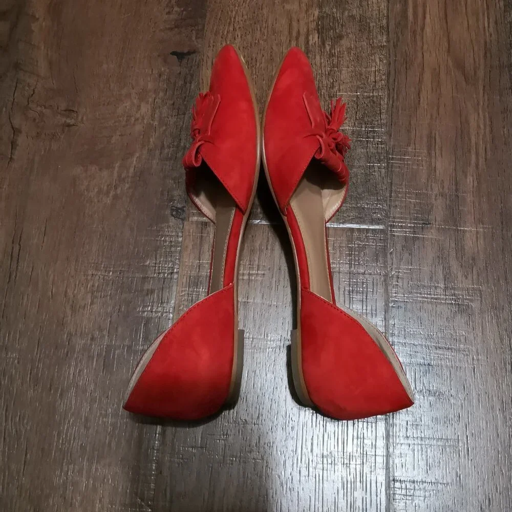 J. Crew‎ d’Orsay Suede Loafer/Flats Red Size 6.5